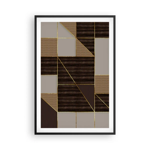 Póster en marco negro - Un mosaico de marrones y dorados - 61x91 cm