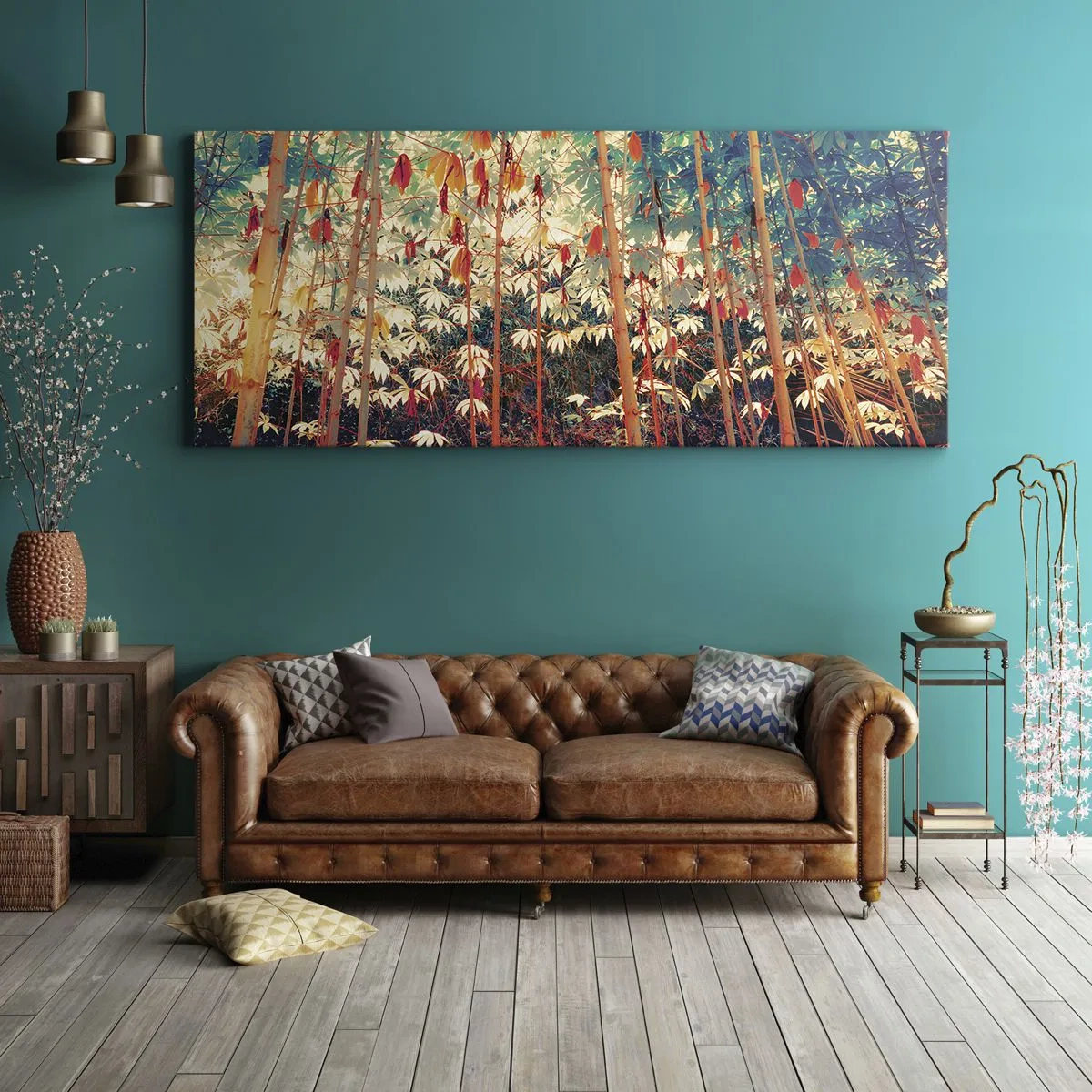 Cuadro sobre lienzo - Impresión de Imagen - La vida secreta de las hojas - 100x40 cm