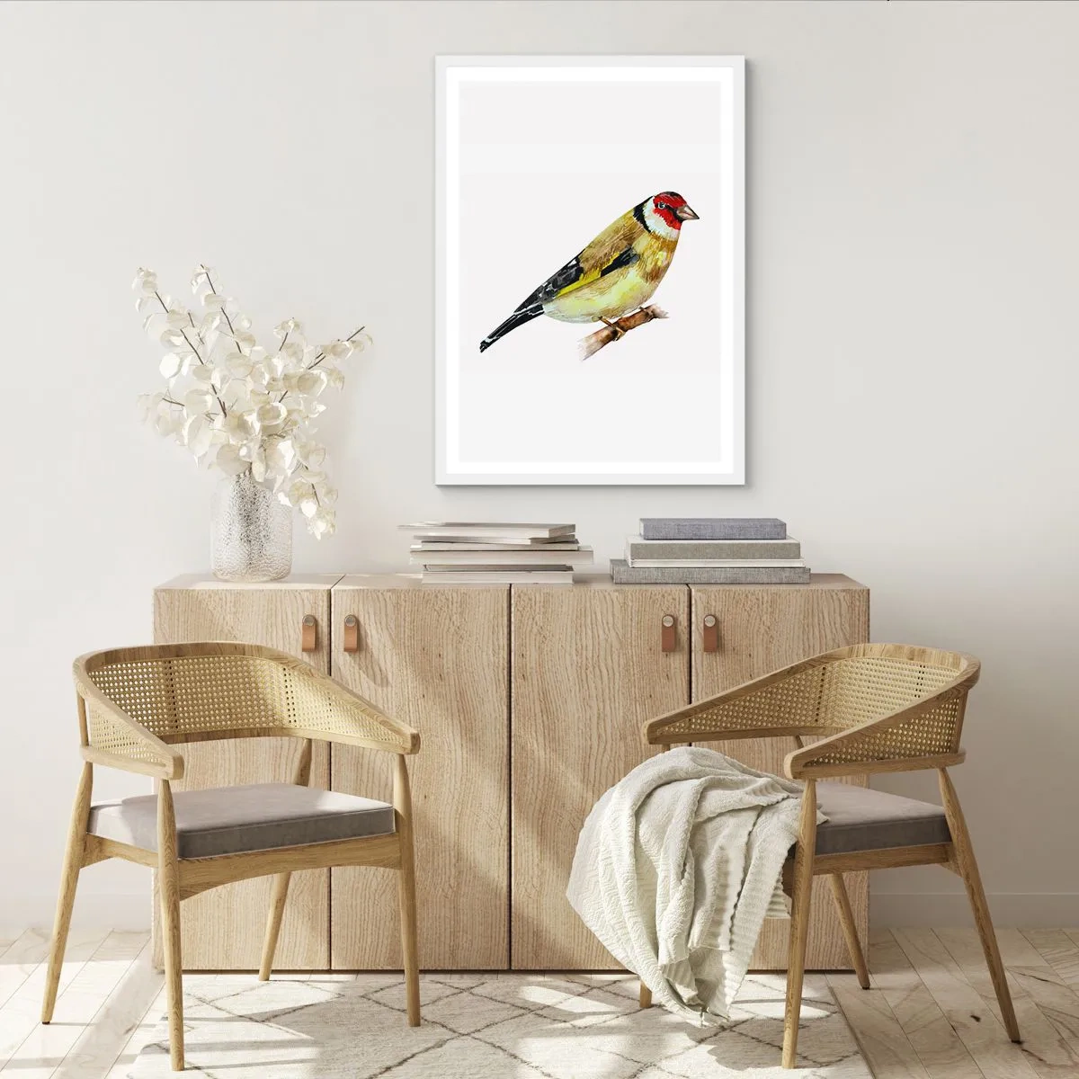Póster en marco blanco - Retrato de pájaro - 40x50 cm