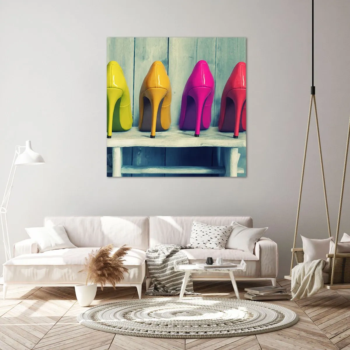 Cuadro sobre lienzo - Impresión de Imagen - Caminando sobre un arco iris - 30x30 cm