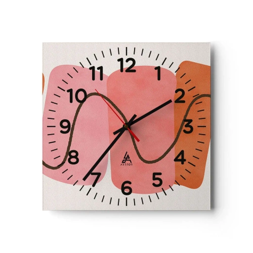 Reloj de pared - Reloj de vidrio - Suave movimiento de formas - 40x40 cm