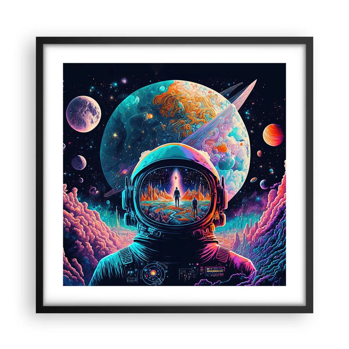 Póster en marco negro - Sueños de niño - 50x50 cm