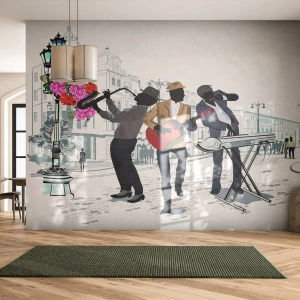 Fotomural Premium Sand - Música de la calle - Música, Guitarra, Banda - 250x175 cm