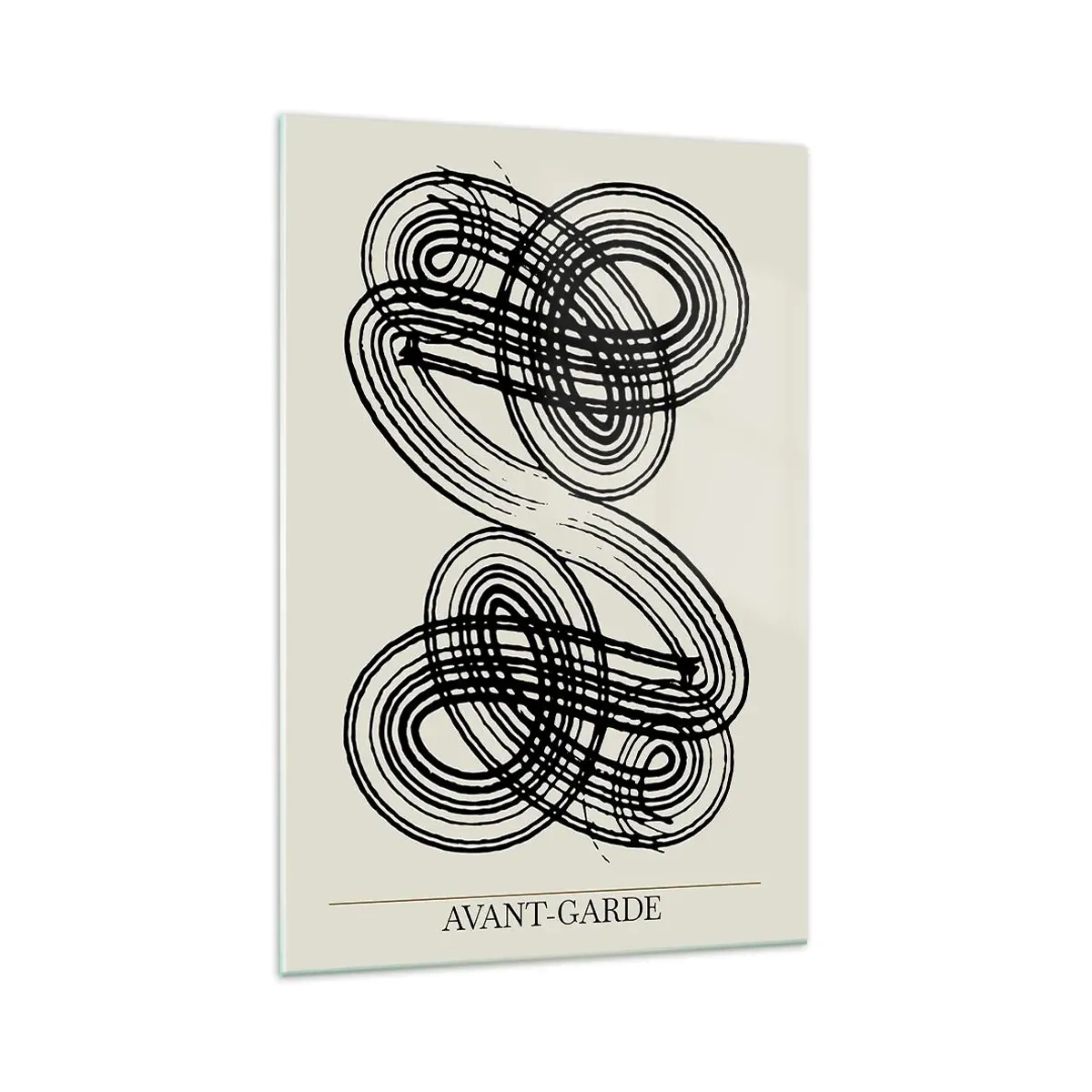 Cuadro sobre vidrio - Impresiones sobre Vidrio - Líneas negras abstractas sobre fondo claro en estilo vanguardista. - 70x100cm - Salió espontáneamente - Decoración de pared moderna para salón y dormitorio ARTTOR