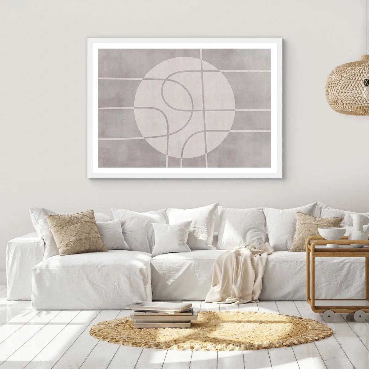 Póster en marco blanco - Circular y rectilíneo - 100x70 cm