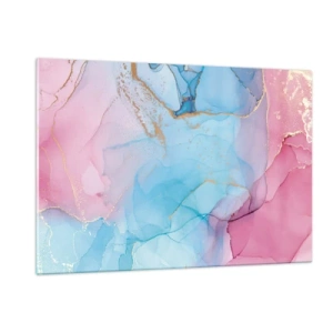 Cuadro sobre vidrio - Impresiones sobre Vidrio - Encuentro e interpenetración - 120x80cm - Reuniones y encuentros de colores - Decoración de pared moderna para salón y dormitorio ARTTOR