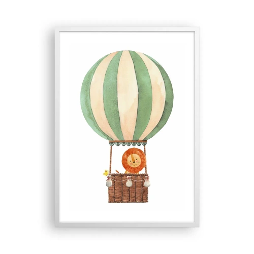 Póster en marco blanco - Los viajes del león - 50x70 cm