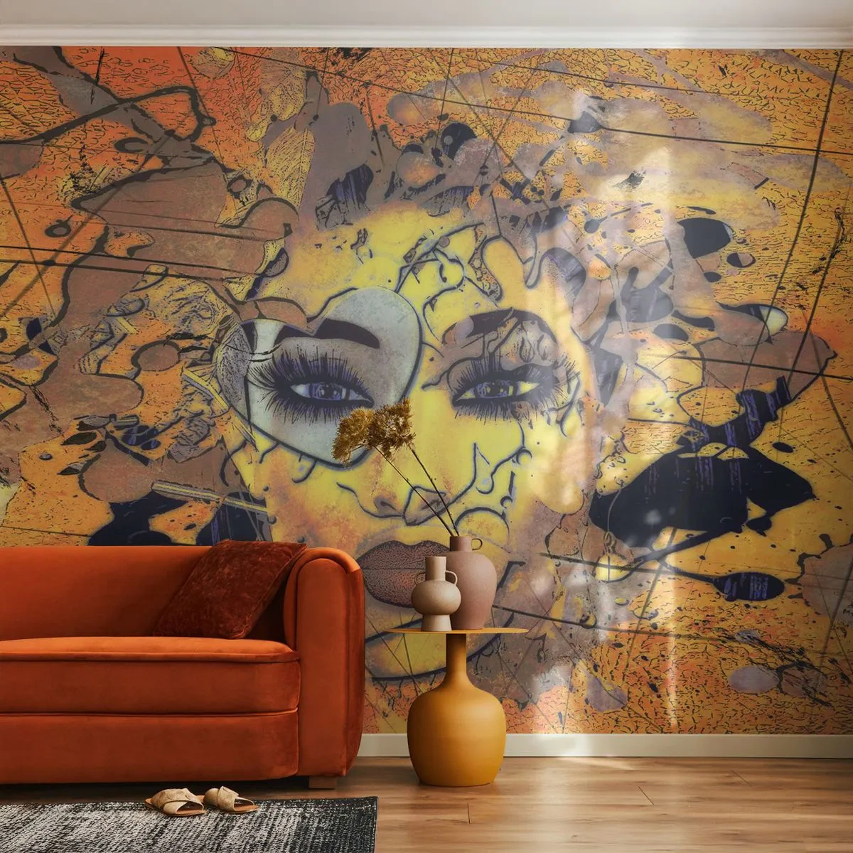 Fotomural Autadhesivo Deluxe Sticker - La belleza del sol - Abstracción, cara de mujer, Ojos - 500x350 cm