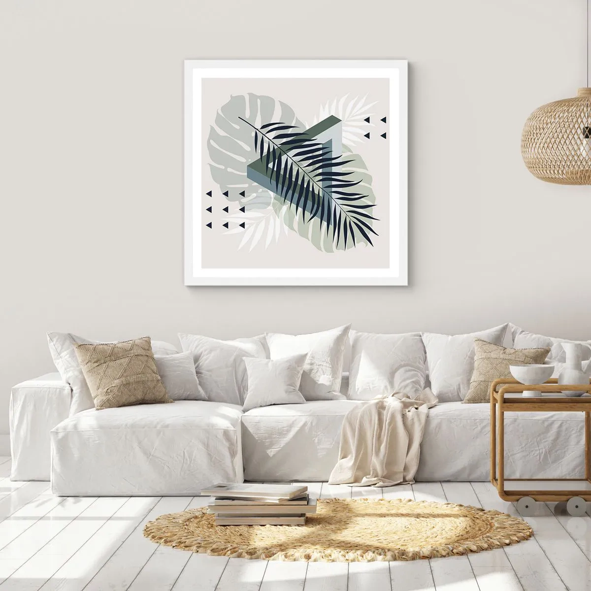 Póster en marco blanco - Naturaleza y geometría - 50x50 cm