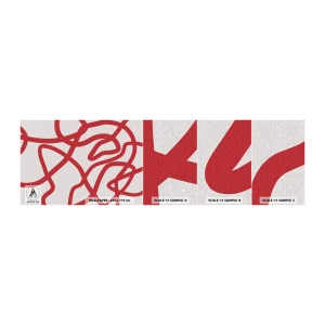 Muestra de fotomural autoadhesivo Deluxe Sticker - Rojo sobre blanco - Minimalismo, Pedazo, Líneas - 100x30 cm