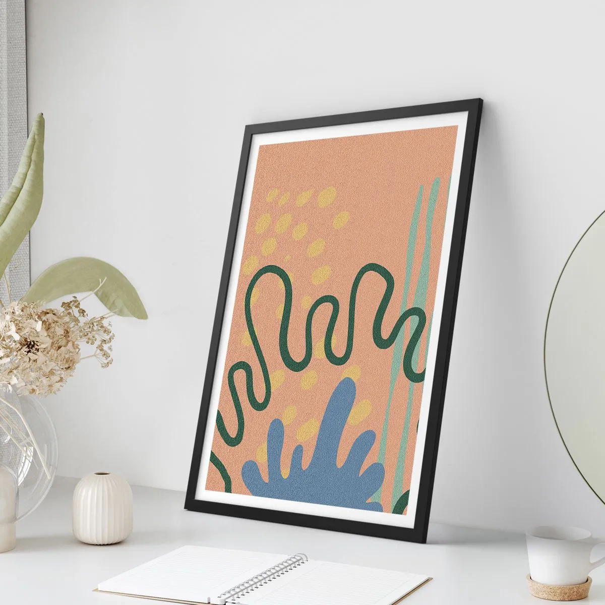 Póster en marco negro - Abstracción: la diversidad de la naturaleza - 40x50 cm