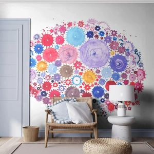 Fotomural Premium Sand - Ilustración colorida de un cerebro con engranajes en estilo acuarela. - 100x70cm - La máquina más perfecta de la naturaleza - Decoración de pared moderna para salón y dormitorio ARTTOR