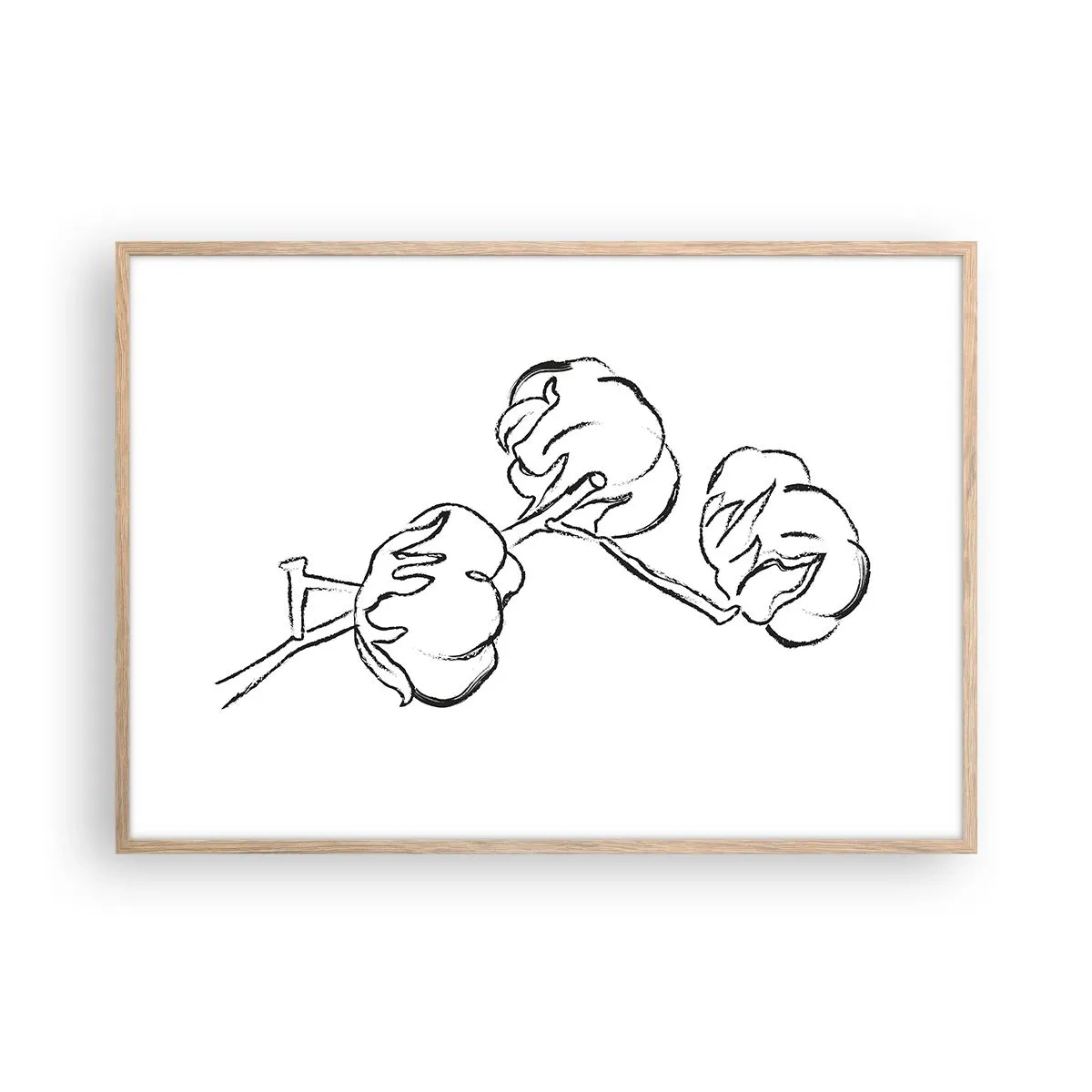 Póster en marco roble claro - Plumón de algodón - 100x70 cm