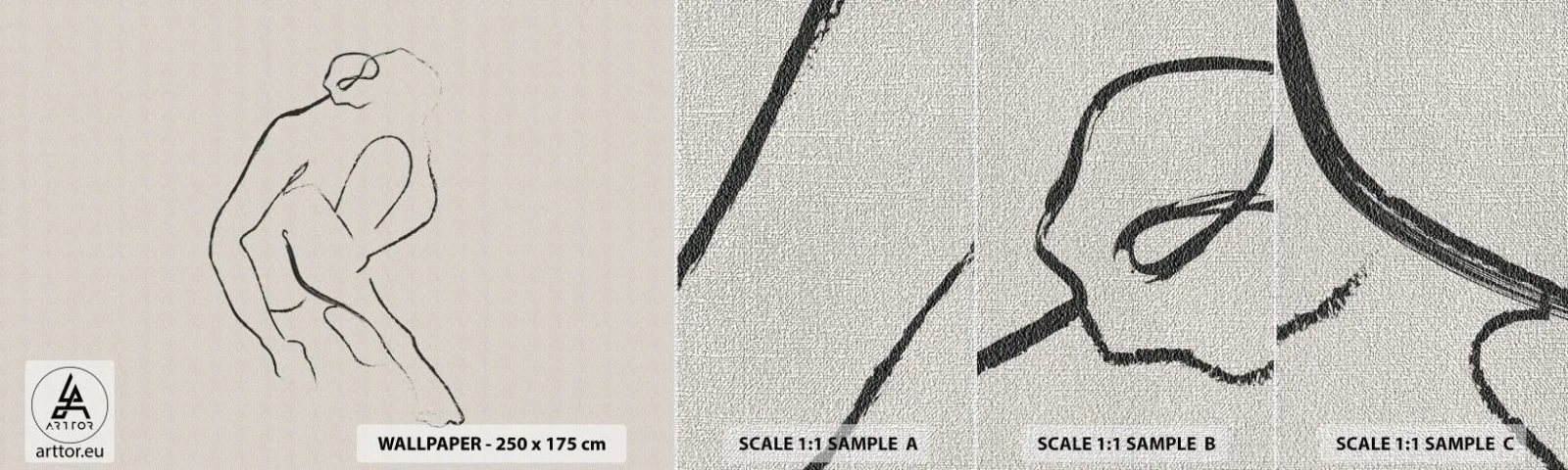 Muestra de fotomural Premium Canvas - Boceto íntimo - Minimalismo, Acto, Mujer - 100x30 cm
