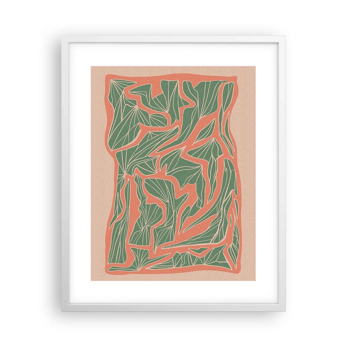 Póster en marco blanco - Lucha entre el coral y el verde - 40x50 cm
