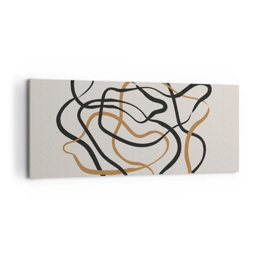 Cuadro sobre lienzo - Impresión de Imagen - Líneas enredadas en negro y dorado sobre un fondo claro. - 120x50cm - Todo ha salido mal - Decoración de pared moderna para salón y dormitorio ARTTOR