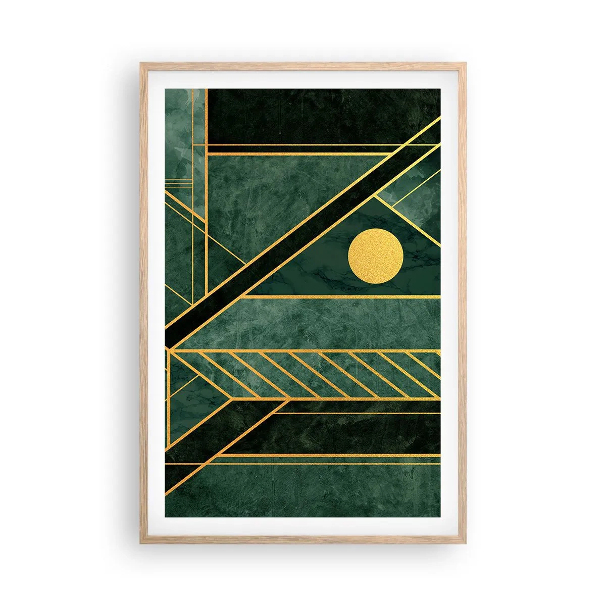 Póster en marco roble claro - La dinámica del oro y el azul - 61x91 cm