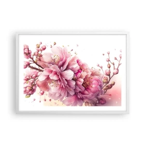 Póster en marco blanco - Flor de cerezo - 70x50 cm