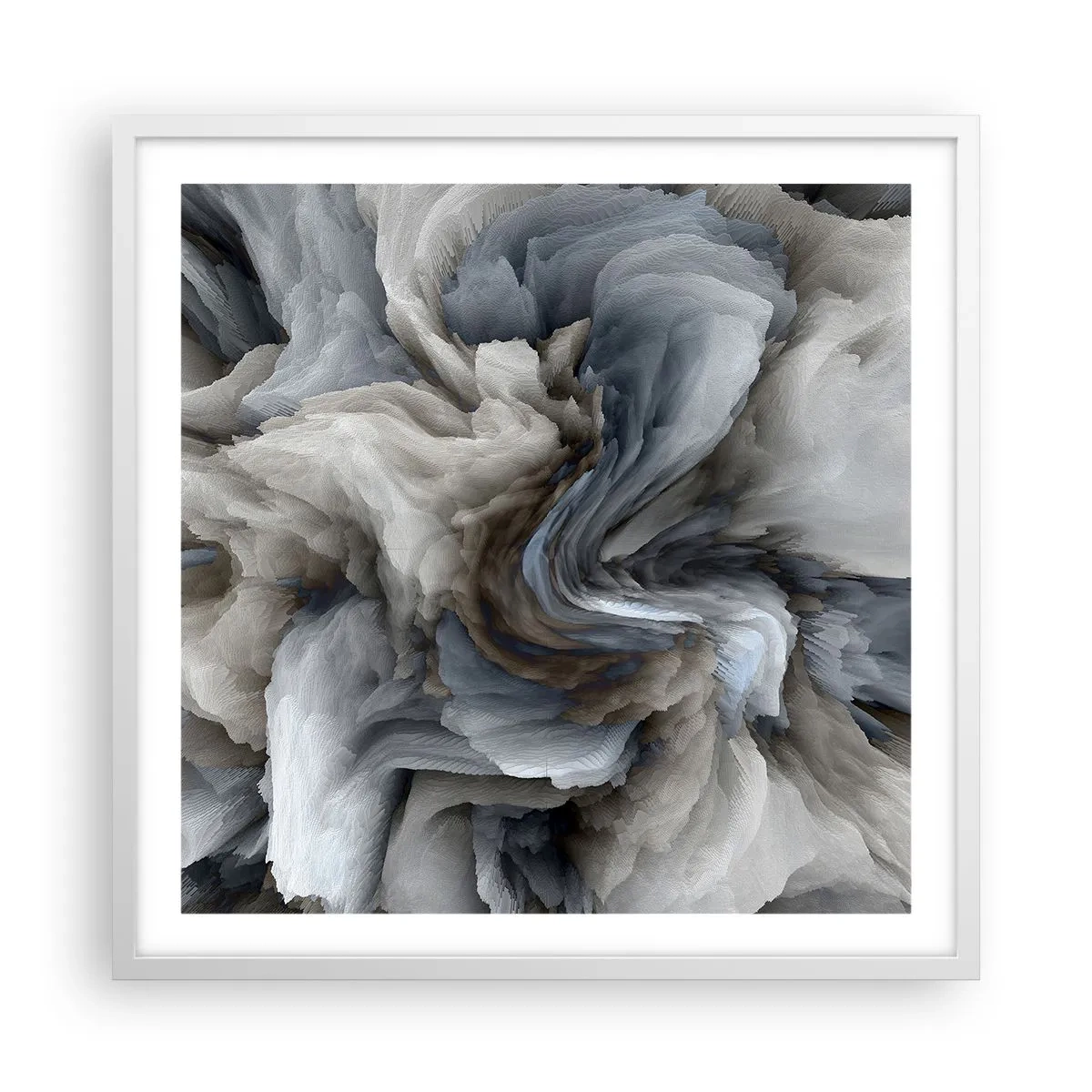 Póster en marco blanco - Piedra y flor - 60x60 cm