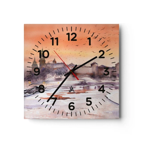 Reloj de pared - Reloj de vidrio - Atardecer real - 40x40 cm