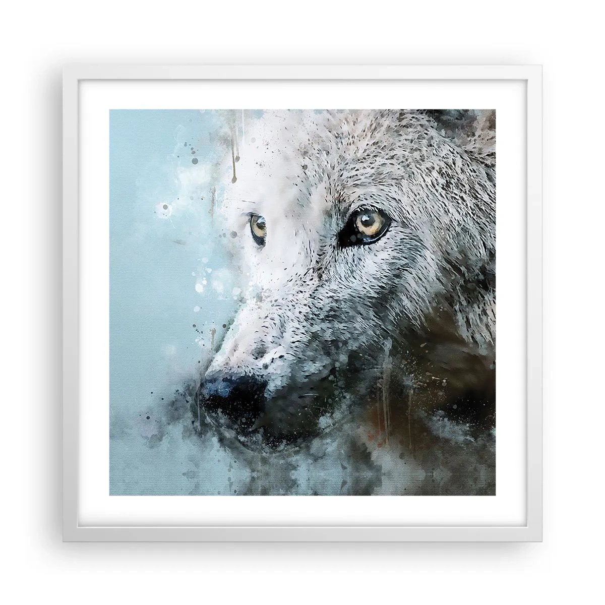 Póster en marco blanco - Conoce el alma del lobo - 50x50 cm
