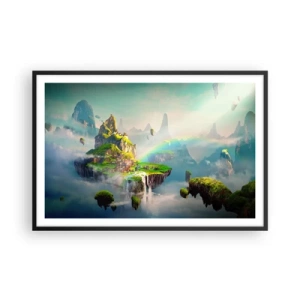 Póster en marco negro - El medio de la nada - islas flotantes - 91x61 cm