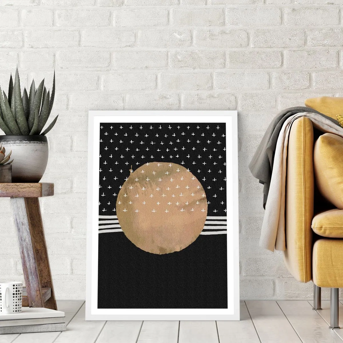 Póster en marco blanco - Composición: bandera de la galaxia - 40x50 cm