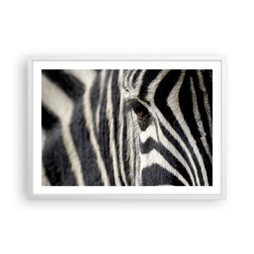 Póster en marco blanco - Retrato a rayas - 70x50 cm