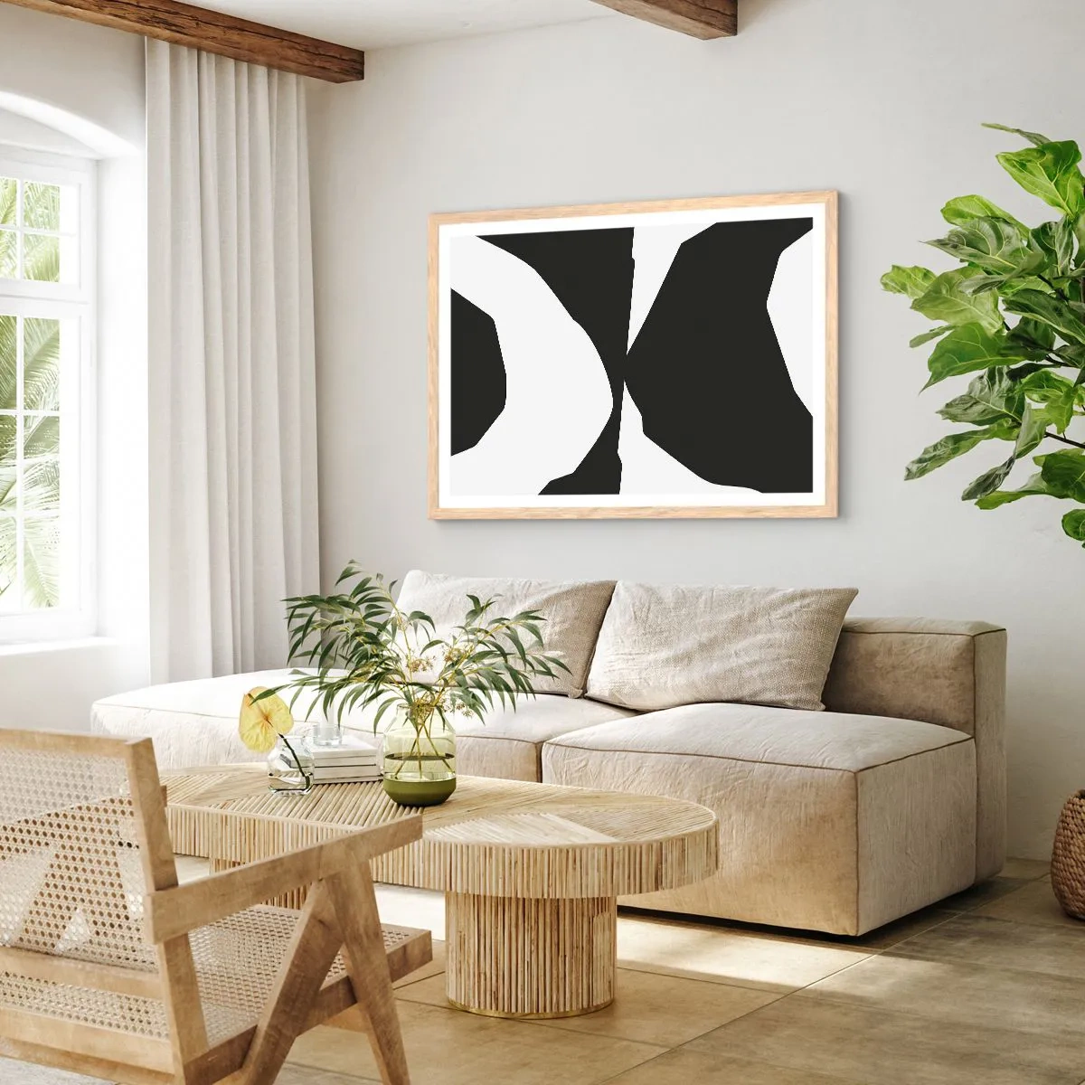 Póster en marco roble claro - Positivo-negativo - 40x30 cm