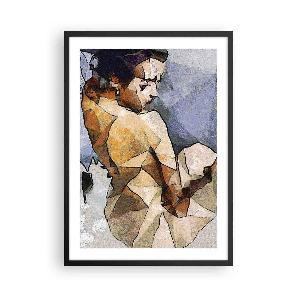 Póster en marco negro - Silueta femenina en estilo mosaico con formas geométricas. - 50x70cm - En el espíritu del cubismo - Decoración de pared moderna para salón y dormitorio ARTTOR