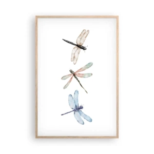 Póster en marco roble claro - Libélulas ingrávidas - 61x91 cm