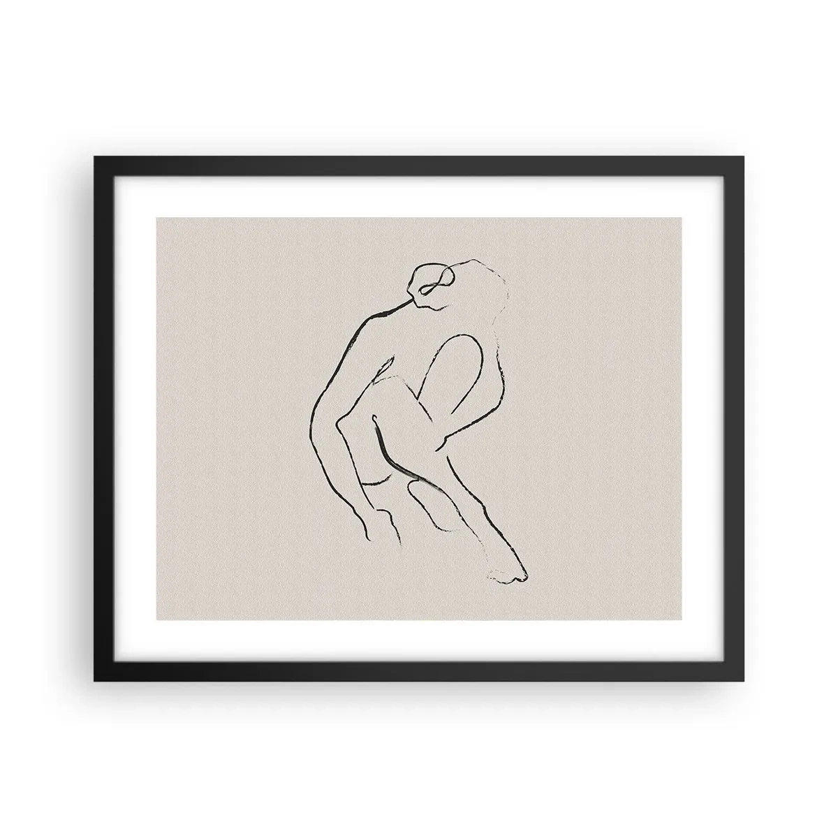 Póster en marco negro - Boceto íntimo - 50x40 cm