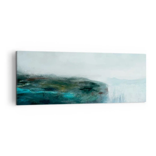 Cuadro sobre lienzo - Impresión de Imagen - Paisaje abstracto en tonos turquesa y gris. - 140x50cm - Abstracción marina - Decoración de pared moderna para salón y dormitorio ARTTOR