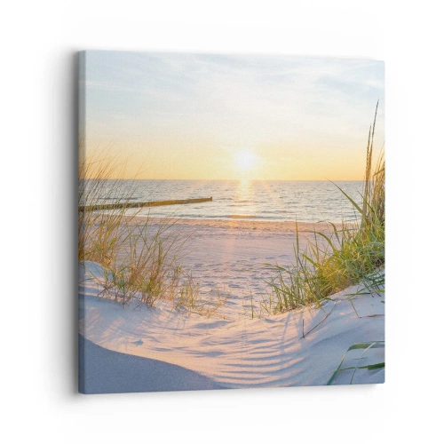 Cuadro sobre lienzo - Impresión de Imagen - El sonido del mar, el canto de los pájaros, una playa virgen entre las dunas... - 30x30 cm