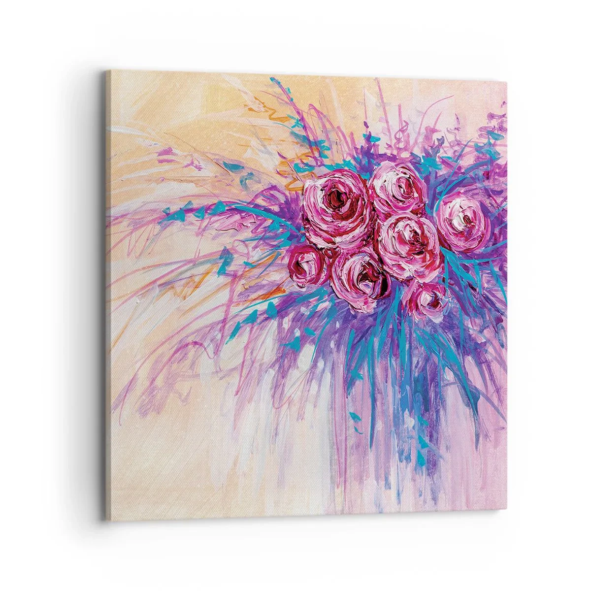 Cuadro sobre lienzo - Impresión de Imagen - Fuente de rosas - 70x70 cm
