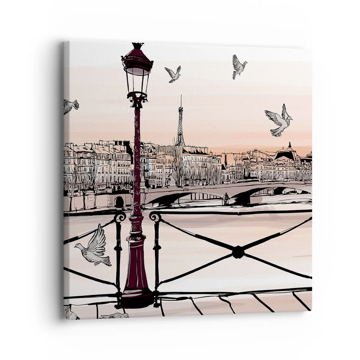 Cuadro sobre lienzo - Impresión de Imagen - Sobre los tejados de París - 30x30 cm