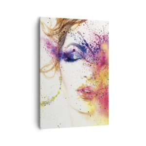 Cuadro sobre lienzo - Impresión de Imagen - Un retrato artístico de una mujer en expresivos colores de acuarela. - 70x100cm - Vértigo del arco iris - Decoración de pared moderna para salón y dormitorio ARTTOR