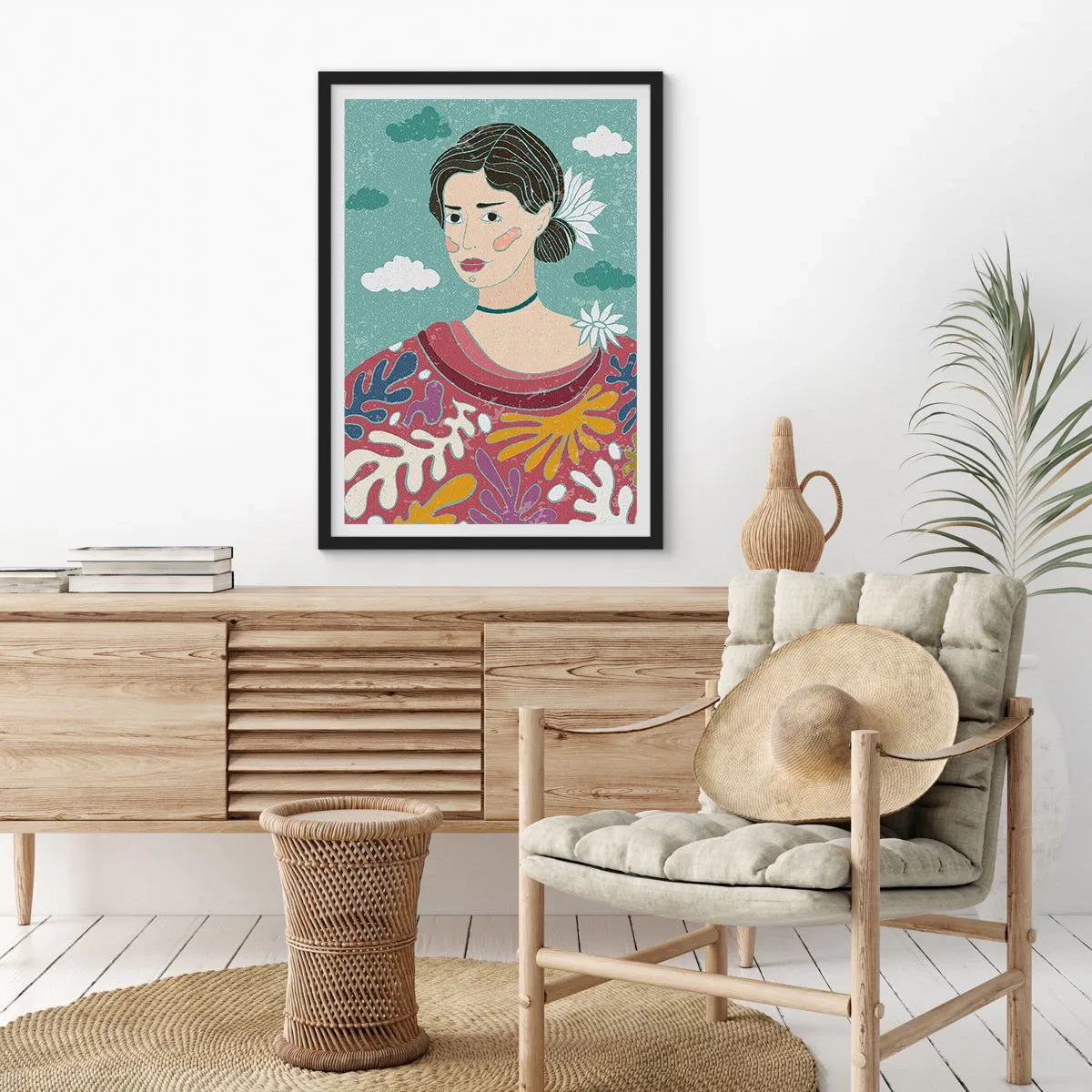 Póster en marco negro - Con melancolía en la mirada - 50x70 cm