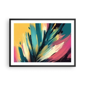 Póster en marco negro - Una composición abstracta en colores intensos y contrastantes. - 70x50cm - Composición - una explosión de alegría - Decoración de pared moderna para salón y dormitorio ARTTOR