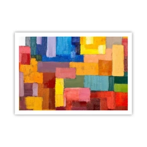 Póster - Rectángulos abstractos coloridos en diferentes tonos. - 100x70cm - Cada una diferente, todas coloridas - Decoración de pared moderna para salón y dormitorio ARTTOR