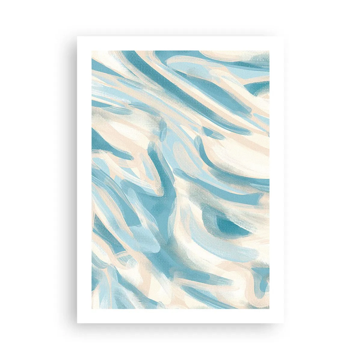 Póster - Ondas abstractas en tonos azules y beige - 50x70cm - Brisas primaverales - Decoración de pared moderna para salón y dormitorio ARTTOR