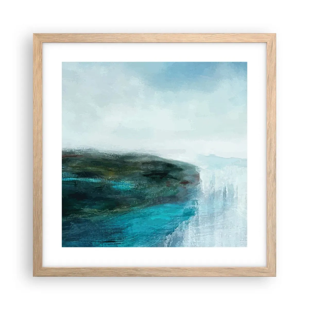 Póster en marco roble claro - Abstracción marina - 40x40 cm