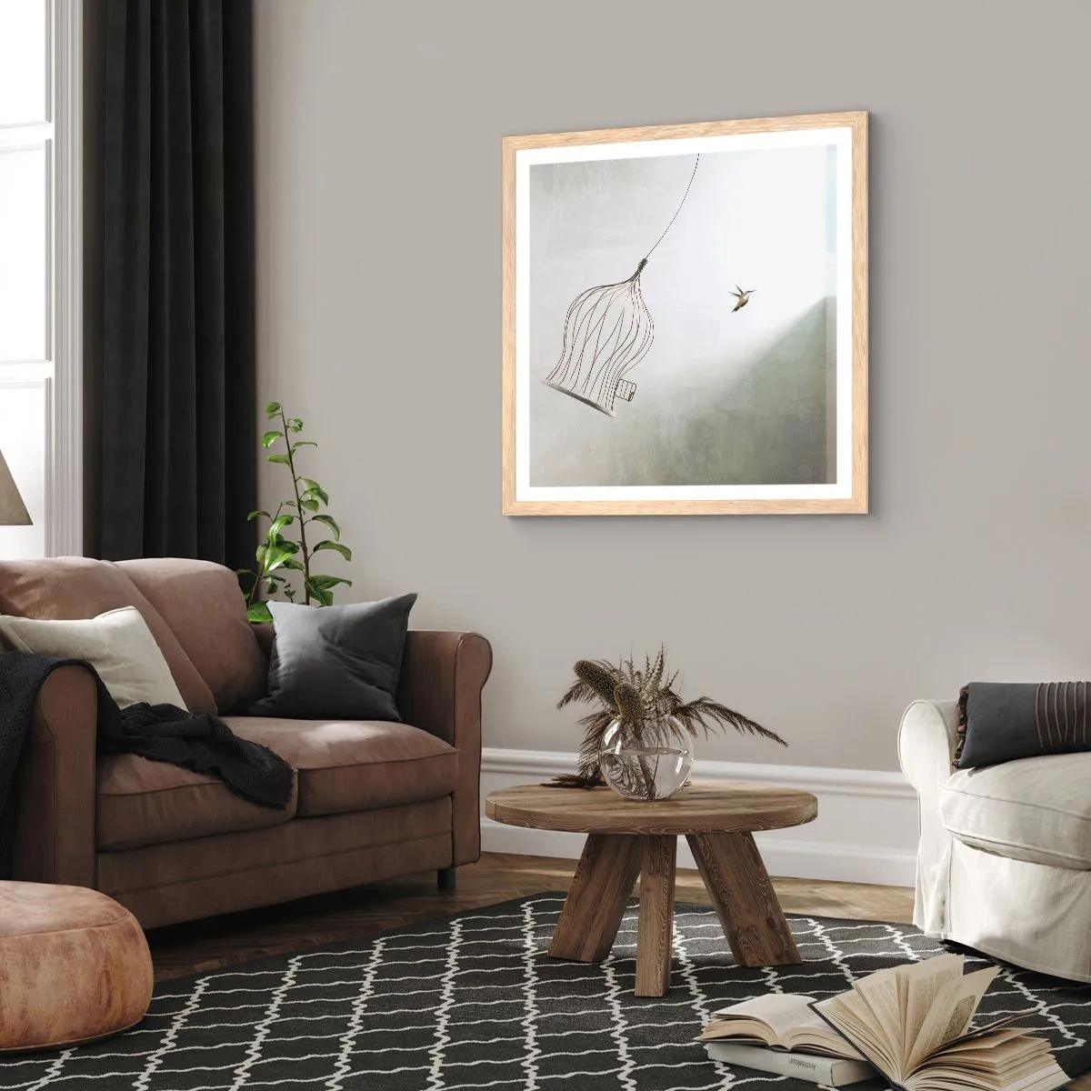 Póster en marco roble claro - Aquí debo estar - 40x40 cm