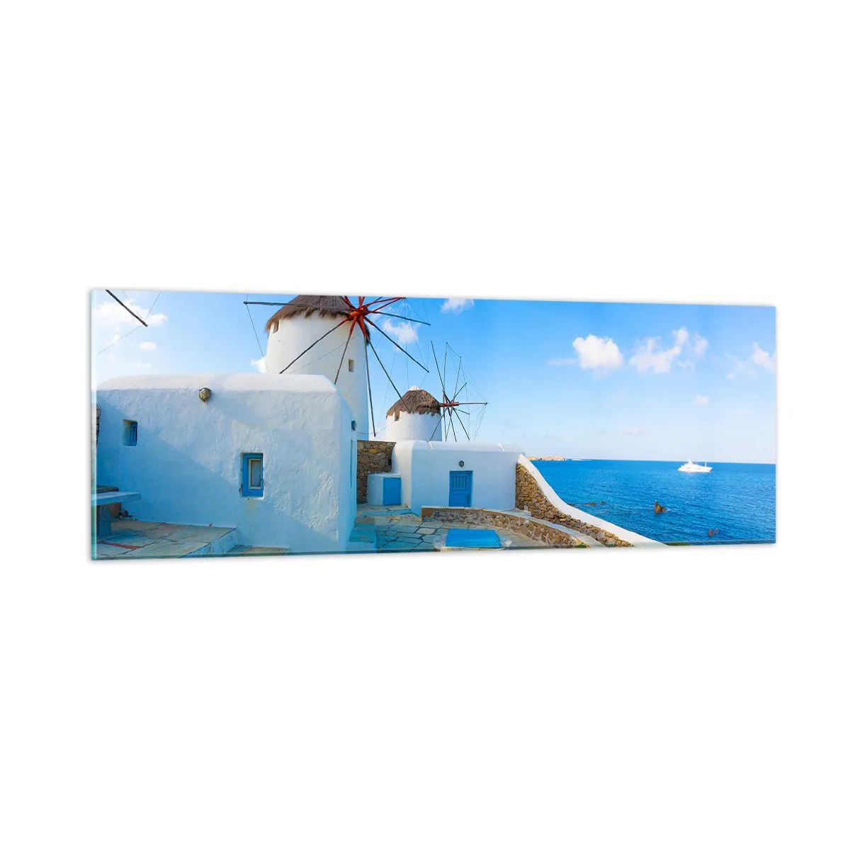 Cuadro sobre vidrio - Impresiones sobre Vidrio - Viento azul marino - 90x30 cm