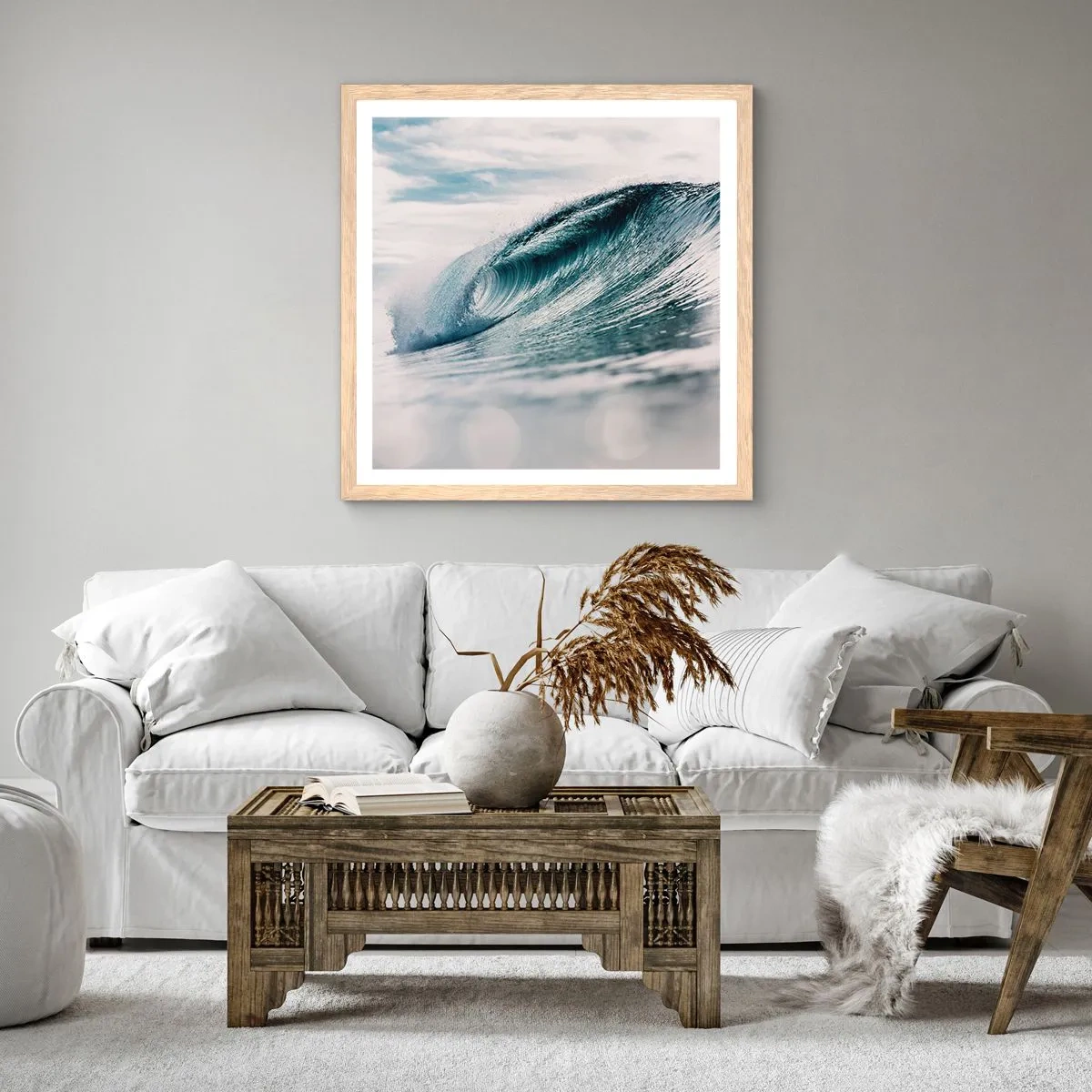 Póster en marco roble claro - La cima del océano - 50x50 cm