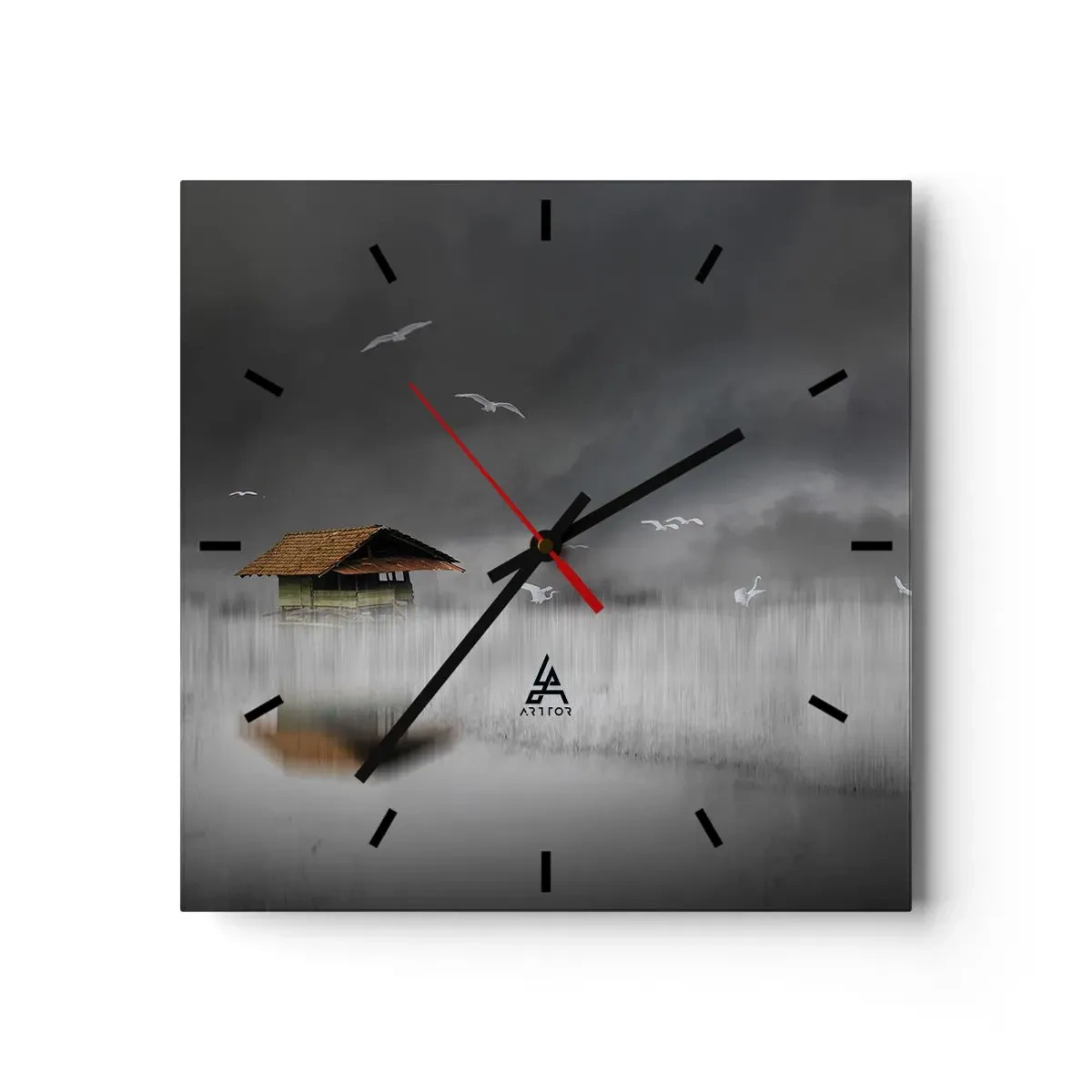 Reloj de pared - Reloj de vidrio - Resguardo de la lluvia - 40x40 cm
