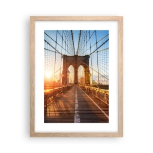Póster en marco roble claro - En el puente dorado - 30x40 cm