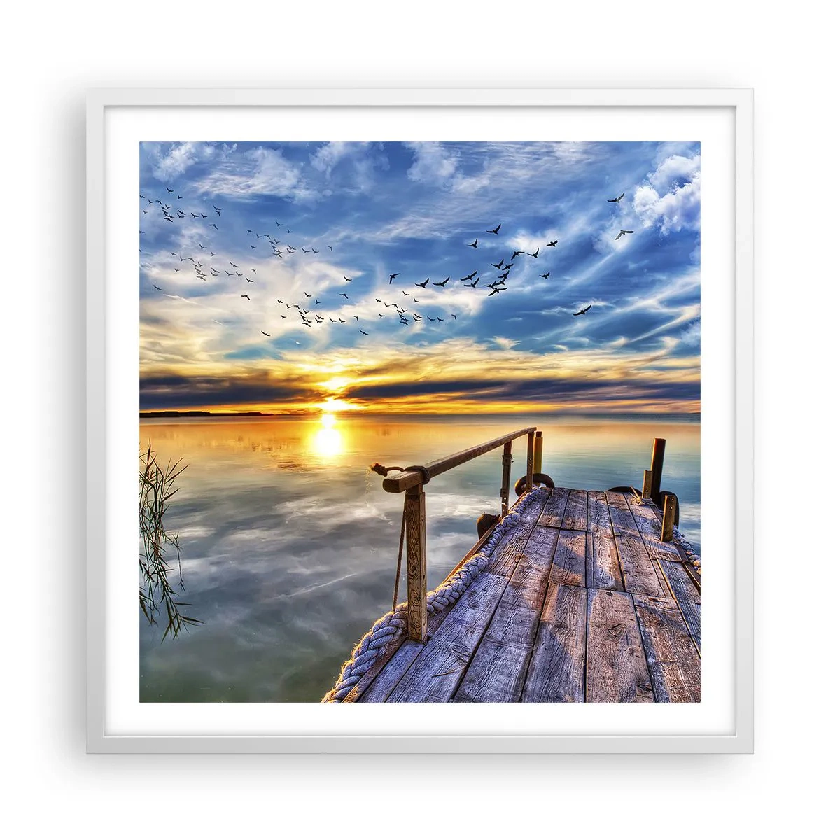 Póster en marco blanco - El viento se va a descansar - 60x60 cm