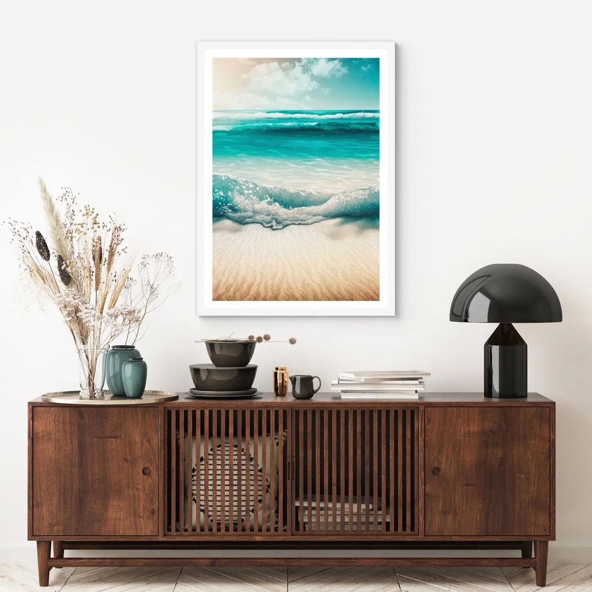 Póster en marco blanco - Calma oceánica - 70x100 cm