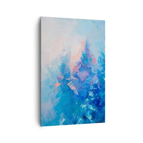 Cuadro sobre lienzo - Impresión de Imagen - Composición abstracta en tonos azules y rosas. - 80x120cm - Abstracción invernal - Decoración de pared moderna para salón y dormitorio ARTTOR